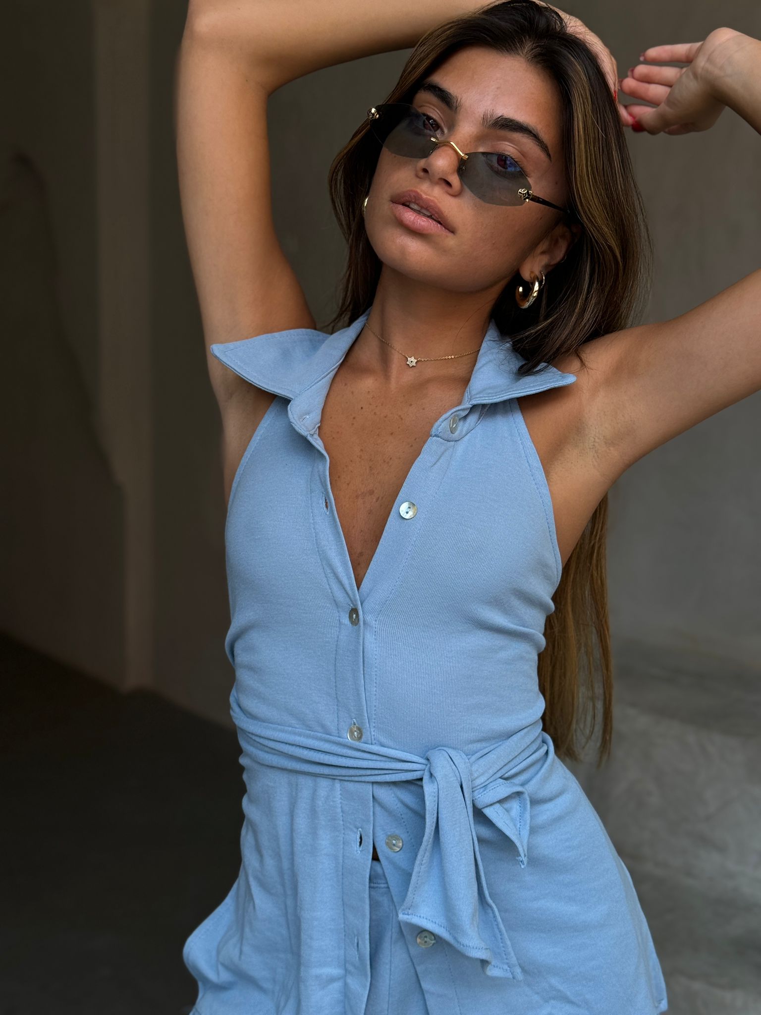 חליפת דנה תכלת ווש