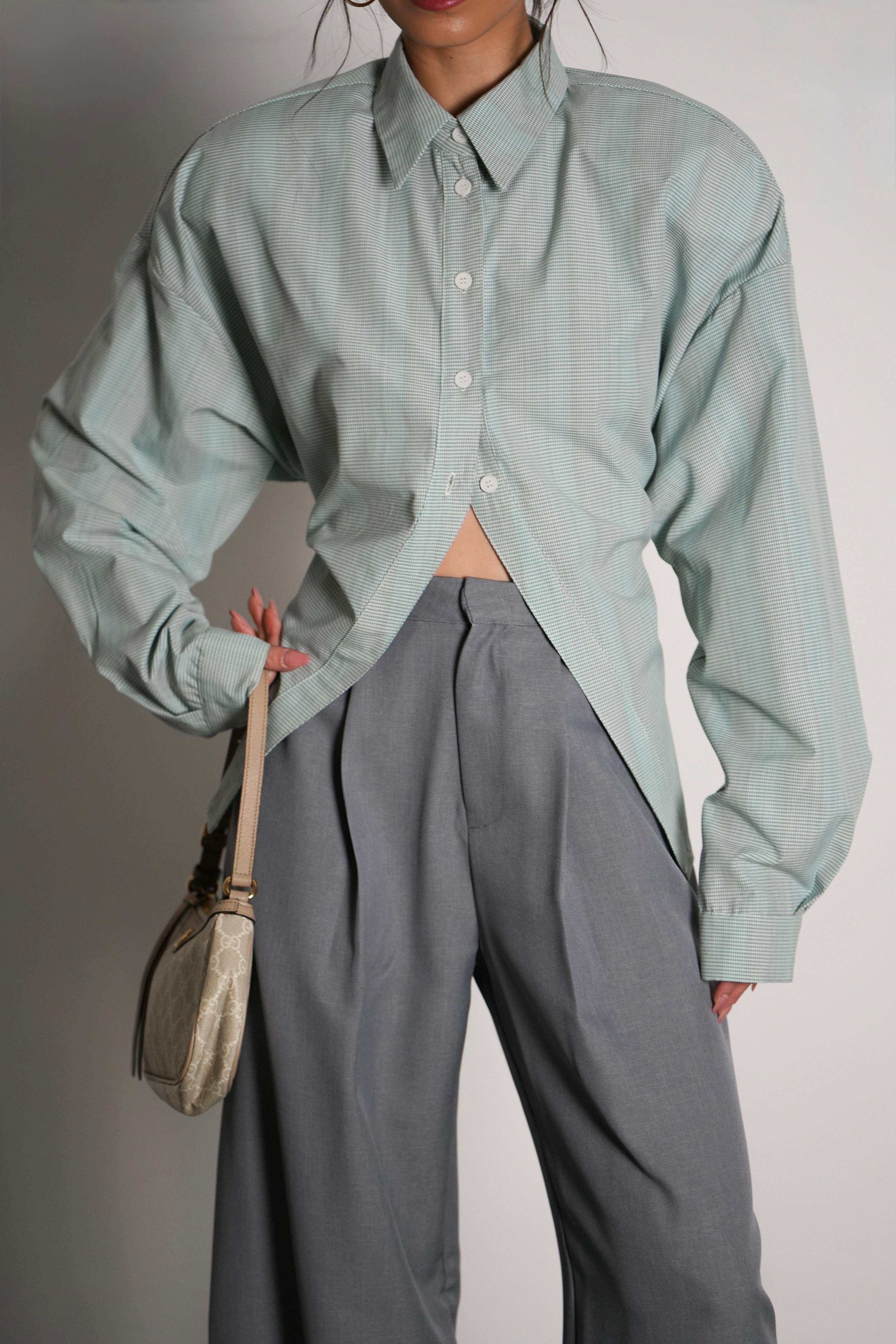 חולצת סילברה משבצות ירוק